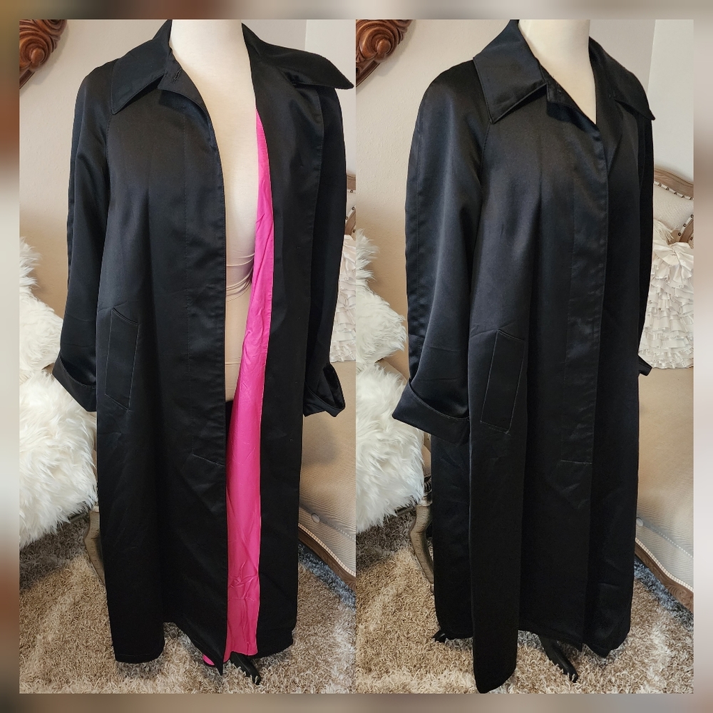 John Caruana Vintage Black Satin Evening Coat